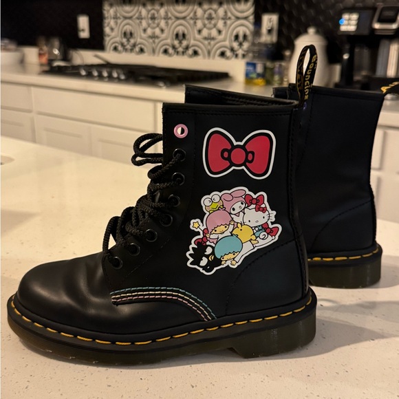 Dr. Martens Shoes - Dr. Martens Black Combat Boots with Pink Eyelets